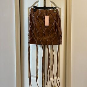 Faux Leather Brown Skirt XS